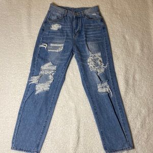 Denim ripped jeans